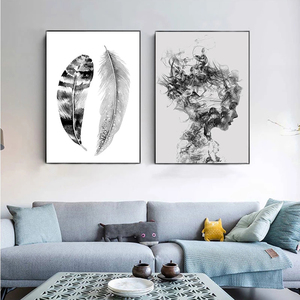 Ritratto di ragazza astratta arte della parete arte della tela decorazione per la casa soggiorno all'ingrosso Hotel moderno minimalista bianco nero - Product Image 2