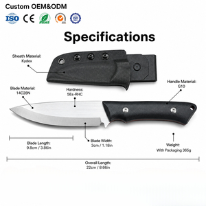 Couteau à lame fixe en acier 14C28N, manche G10, couteau de camping portable, vente en gros personnalisée, 4 mm, 22 cm, <span class=keywords><strong>couteaux</strong></span> de survie pour le camping en vente - Product Image 2