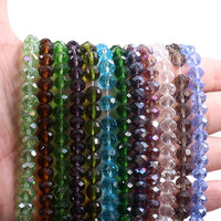 Déstockage Perles Rondelles Facettées en Cristal Plaqué AB 8x6mm Orange Bleu Jaune Violet Rose pour la Fabrication de Bijoux et Bracelets