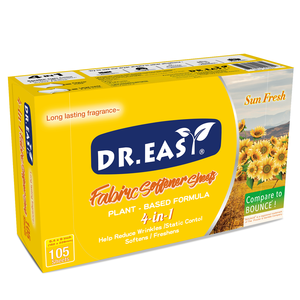 DR.EASY Adoucissant pour vêtements écologique à prix abordable, parfum soleil frais, 105 feuilles - Product Image 1