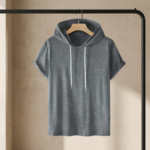 <b>Mens</b> Solid Hooded <b>Half</b> <b>Zip</b> 3D Embroidery Quick Dry Gym Workout Hoodie Slim Fit Air-layer Customizable - Product Image 3