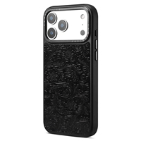 Étui de téléphone en cuir de vachette pleine fleur avec gaufrage Tanghua vintage, cadre d'appareil photo couleur or, chargement magnétique sans fil N52