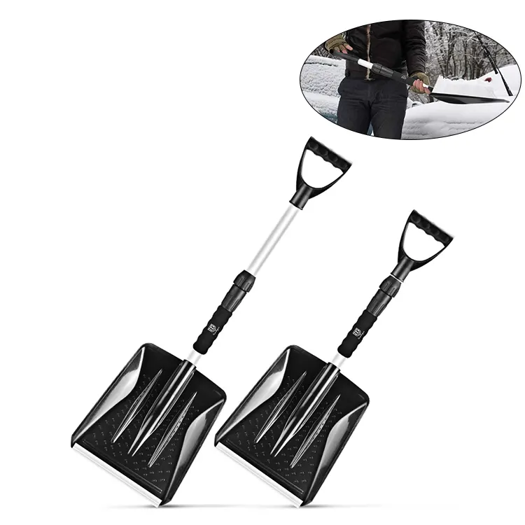 Twist Lock Snow Pusher Function Portable Snow Shovel Aluminium Handle Wholesale Plastic Snow Shovel For Car