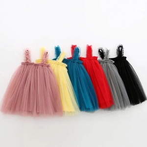 Vestidos de Color Sólido para Bebés Niñas, Vestido de Fiesta sin Mangas con Capas, Vestido Casual de Tul para Niñas de Verano - Product Image 1