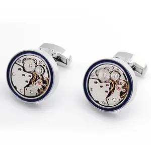 New Arrival High-End Steampunk Movement Metal Watch Mechanical Gear Cufflinks Brooches Pins Tie Clips For Men For Men Groom