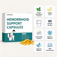 Capsules de soutien pour hémorroïdes sous marque privée OEM ODM Confort intestinal pour l'inconfort anal avec gélules molles à base de plantes pour hémorroïdes 60 unités en gros