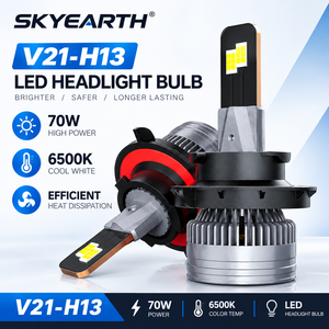 หลอดไฟหน้า LED SKYEARTH V21 H13 70W 6500K แสงขาวเย็น ระบายความร้อนได้ดี สำหรับการอัพเกรดแบบ Retrofit - Product Image 1