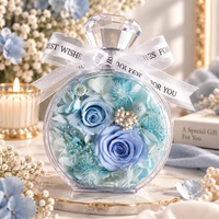 Ornement en forme de bouteille de parfum avec rose véritable préservée, multicolore, décoration florale pour la maison, pièce décorative de table