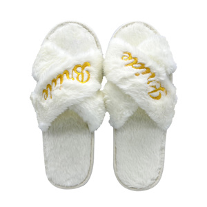 Pantoufles confortables à bout ouvert avec brides croisées, pour l'hiver, intérieur/extérieur, pour femmes, en fausse fourrure moelleuse - Product Image 3