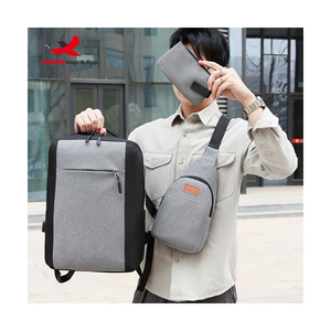New Arrival Business Computer <b>Backpack</b> Solid Color USB Charging Port Three-piece <b>Laptop</b> <b>Backpack</b> Set - Product Image 2