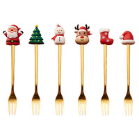 Ensemble de fourchettes et cuillères à dessert en acier inoxydable doré de haute qualité, promotionnel, 6 pièces, 4 pièces, 2 pièces, avec boîte cadeau de Noël