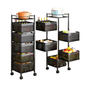 Nhà bếp & Phòng tắm 5 lớp kim loại khung lưu trữ giá với bánh xe có thể tháo rời đa chức năng Trái Cây Rau công cụ lưu trữ - Product Image 5