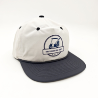 Casquette de baseball non structurée à 5 panneaux avec logo personnalisé, motif sportif en tissu éponge, patchs en tissu Oxford, Dobby, à pois et à motif Argyle, et boucle à simple boutonnière