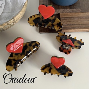 Oradour personalizado al por mayor de lujo coreano lindo en forma de amor pinza para el cabello acetato fino cabello mujeres niñas ligero ajustable alto - Product Image 2