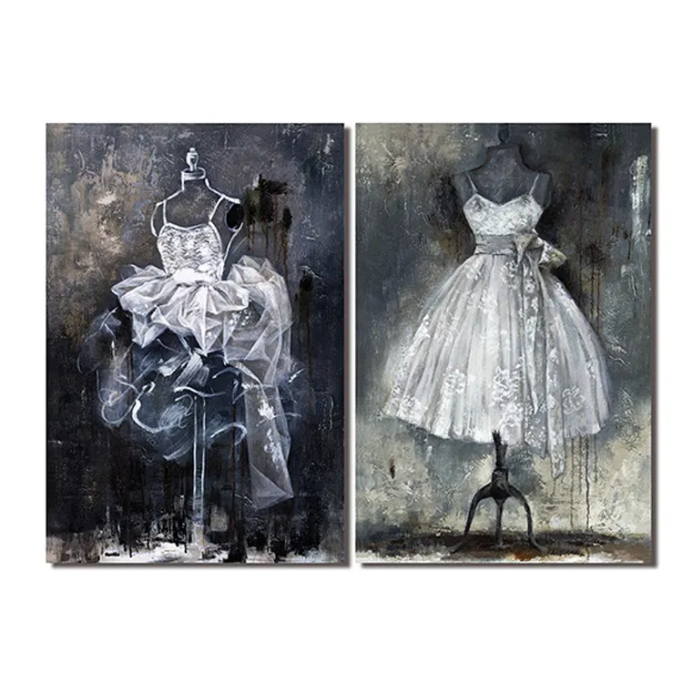 Trung Quốc Nhà Máy Bán Buôn 100% Hand Painted Canvas Wall Art Dark Vibe Wedding Dress Tóm Tắt Hiện Đại Sơn Dầu Canvas