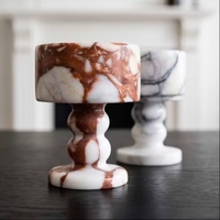 Base de bougie en marbre rouge Calacatta naturel