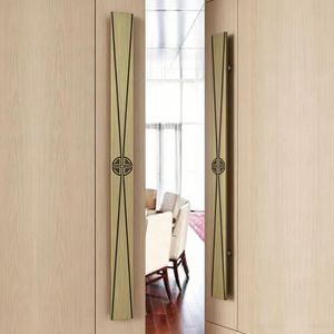 Oferta Especial: Manijas de Puerta Principales de Aluminio con Patrón Cuadrado Personalizado, Estilo Llave Griega, en Negro Bronce - Product Image 4
