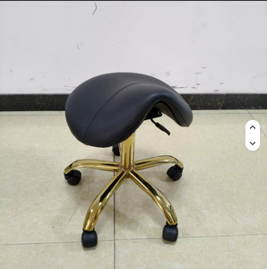 Adjustable Stainless Steel Beauty Technician Nail Art Swivel Saddle Chair with Leather Seat-Salon Tattoo <b>Stool</b> - Product Image 1