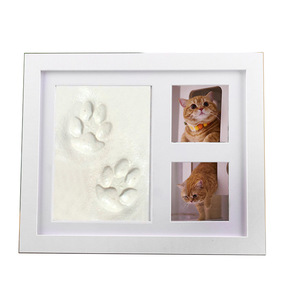 Wooden Baby Footprint Handprint Pet Paw <b>Prints</b> Photo <b>Frame</b> Double Picture Display Tabletop Wall Mount for Nursery Gift - Product Image 3