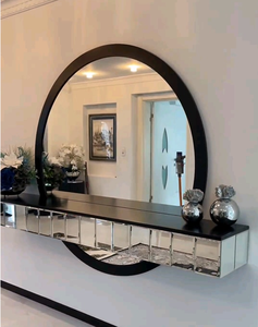 Specchio da Parete in Vetro Contemporaneo <span class=keywords><strong>con</strong></span> Mensola per <span class=keywords><strong>Ingresso</strong></span> Soggiorno Decorazione Casa e Hotel - Product Image 2