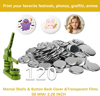 120 pièces de fournitures pour boutons imprimés, 2,25 pouces, personnalisables, 58 mm, fournitures pour boutons pour machine à badges, vente en gros, boutons avec logo personnalisé
