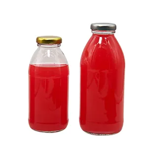 Wholesale 300ml 360ml 500ml glass drinking fruit juice bottles glass bottles with tin lid for fruit juice beverage