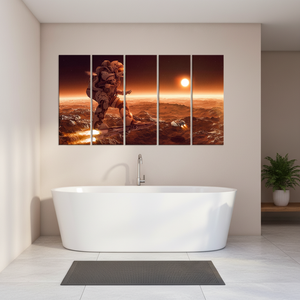Modern Tempered Glass <b>Wall</b> Decor: Surreal Astronaut Printed <b>Canvas</b> Art,SET OF 5 <b>CANVAS</b> - Product Image 3