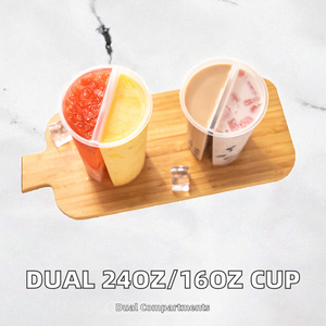 Vaso de PP de 24 oz con Tapa Doble de 16 oz, Logotipo Personalizado Serigrafiado, Pared Simple, para Té de Burbujas Boba, Jugos y Bebidas - Product Image 2