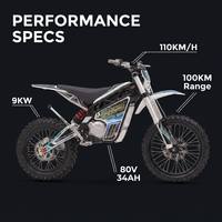 Moto électrique Surron Style 9000W pour adultes, batterie longue portée 80V34Ah 100KM, vitesse maximale 110km/h, au-dessus de 70 km/h °   4 vitesses, 2 modes