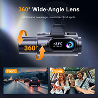Kamera Dasbor 3 Kanal 4K+1080P+1080 Sensor Starvis 2 Layar IPS 3.69 inci, Penglihatan Malam Inframerah, WiFi GPS, Monitor Parkir 24 Jam DVR Mobil