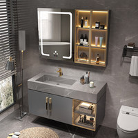 Ensemble de meubles de salle de bain d'hôtel avec miroir Feng Shui classique pliant et dissimulé, en bois massif, résistant à l'eau, avec écran LED