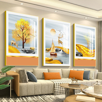 Peinture murale encadrée en gros, design moderne de luxe, peinture en porcelaine cristalline, lot de 3 pièces