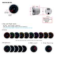 Voltmeter Mobil 52mm Tahan Air 12V 24V dengan Peringatan 10 Warna