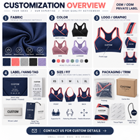 Soutien-gorge de sport personnalisé pour femme à double bretelle avec passepoil contrastant, maintien moyen, séchage rapide, pour le yoga, le fitness et l'entraînement
