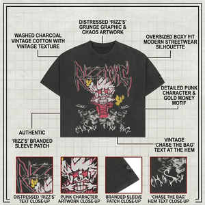 T-shirt Homme Lourd 300 g/m² Personnalisé avec Logo Imprimé Graphique Effet Vieilli Appliqué Col Rond Streetwear Noir - Product Image 3