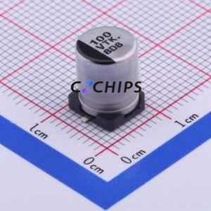 ตัวเก็บประจุอิเล็กโทรไลต์อะลูมิเนียมแบบ SMD รุ่น EEETK1V101UP, ขนาด D8xL10.2 มม., 100uF, 20%, 35V, 197mA-100kHz - Product Image 1