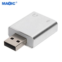 Computer Hardware Software Aluminium Alloy USB Sound Card Audio External Sound Card Adapter USB Sound Card for PC