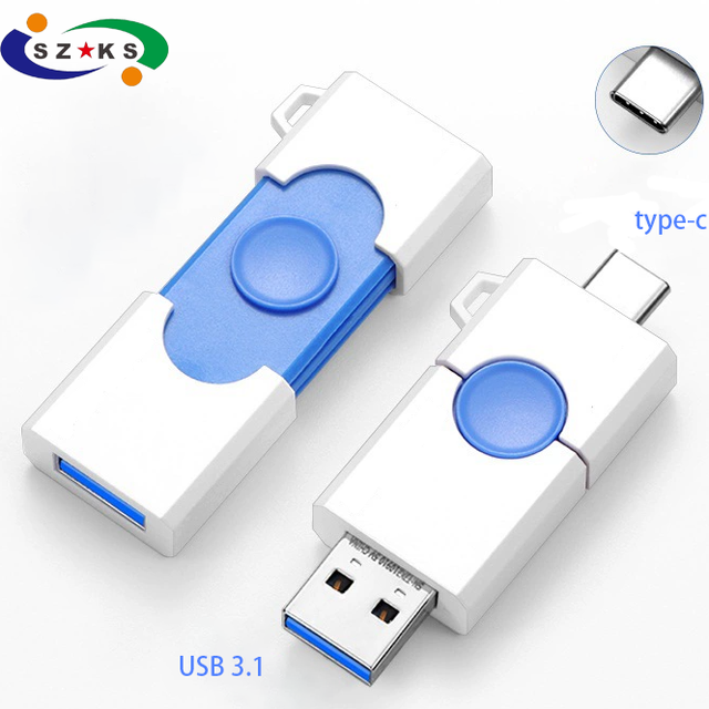 New Plastic Type-C USB 3.0 Flash Drive 2-in-1 Custom Logo Pendrive 32GB 64GB 128GB OTG 5-Year Warranty