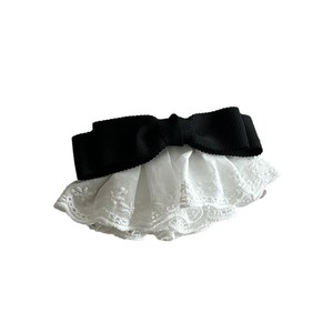 Pince à cheveux en dentelle haut de gamme Unnie's pour femme, pince pour frange, accessoire pour l'arrière de la tête, ornement capillaire, pince latérale, avec bordure style robe blanche - Product Image 5