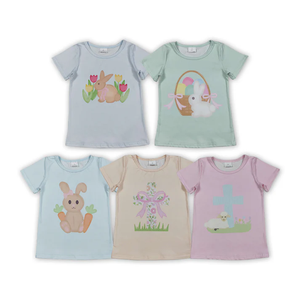 Camisetas con estampado de conejitos para niñas, camisetas de Pascua, camisetas de verano para hermanas - Product Image 1