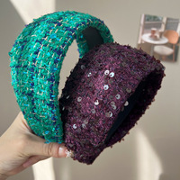 Collection Automne-Hiver Bandeau en laine grossière tweed uni Bord large Accessoire de cheveux parisien Alexandre