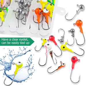 75 leurres de pêche à tête de jig ronde assortis, hameçons pour la pêche au bar, à la truite, au crappie et au walleye - Product Image 4
