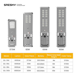 Lampe solaire de rue intégrée à l'usine SRESKY avec capteur de mouvement, panneau solaire, lampe Jalan 60w 80w 100w, éclairage solaire de rue extérieur - Product Image 2