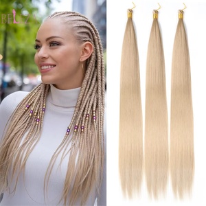 Extensions de tresses synthétiques blondes de 24 pouces, 150g, en vrac, teintes, à trame unique, soyeuses et lisses comme des baguettes - Product Image 3