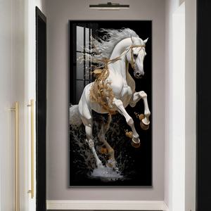 Lampe en porcelaine cristalline avec image de cheval blanc personnalisée, décoration murale pour hôtel, salon, chambre, entrée, couloir, LED - Product Image 5