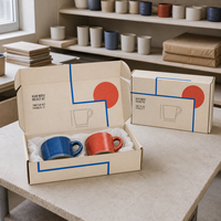Boîtes d'expédition en carton ondulé personnalisées, écologiques et réutilisables pour l'emballage de coffrets cadeaux de tasses à espresso en céramique faites à la main