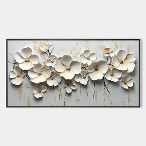 White Blossom Serende Textured 3D Floral Oil Painting Large Art Canvas Artwork Home Decor Hotel House Decoration Interior - Product Image 6