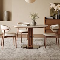 Modernes Luxuriöses Marmor-Holz Kleines Rundes Esstisch-Stuhl-Set 4-6 Sitzer Küche Esszimmer Edelstahl Möbel-Designs