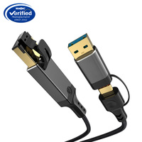 Kabel Komunikasi 2026 USB3.0 Tipe C 2 in 1 ke RJ45 1m 2m 3m 1000Mbps USB Kabel WiFi Sinyal Gigabit Kartu Jaringan
