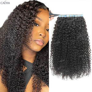 Extensions <span class=keywords><strong>de</strong></span> Cheveux Humains Adhésives CALYIA Kinky Curly 10-24 Pouces Boucle <span class=keywords><strong>Afro</strong></span> Remy Skin Weft Couleur Naturelle - Product Image 1